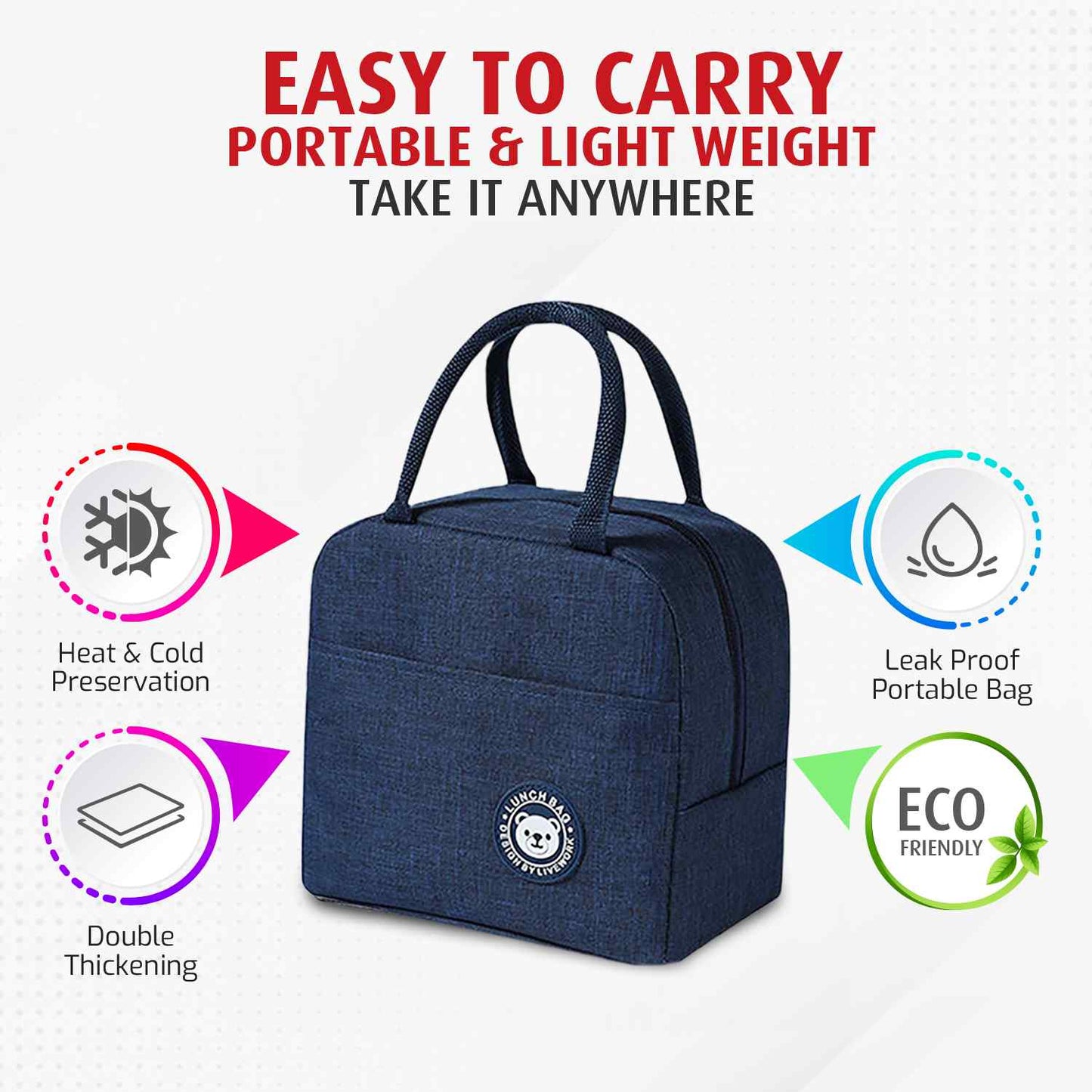 Large Capacity Insulated Hot and Cool Lunch Cooler Bag – Ideal for Office & Travel